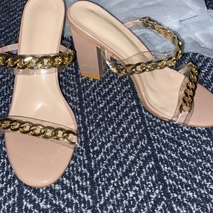 Never worn unbranded gold chain shoes